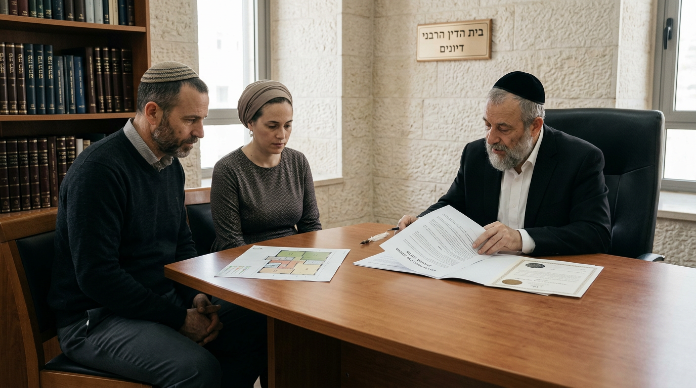 דחיית בקשה לעכב את פירוק השיתוף בדירה עד אחר קבלת חו"ד לאיזון נכסים: 1564973-1 – ביה"ד הגדול